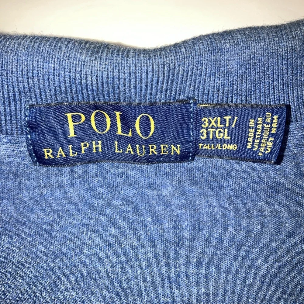Polo Ralph‎ Lauren Long Sleeve Polo Shirt Mens 3XLT Blue Heather Green Pony